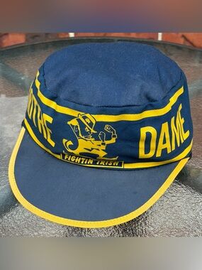 Vintage 80’s AJD Navy Blue Notre Dame Fighting Irish NCAA Painters Cap M-L EUC